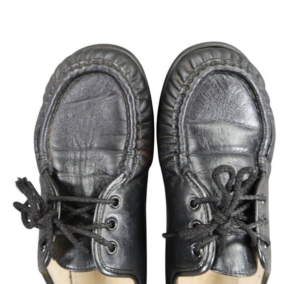 Sas Shoes Womens 9 Bounce Lace Up Moc Comfort Classic Leather Black Career Wedge - Picture 8 of 15